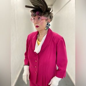 Vintage Plus Size Fuchsia Blazer & Skirt Set